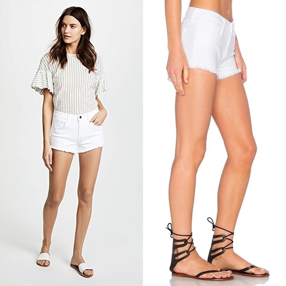 NWT L'AGENCE 90s High Rise Distressed Denim Frayed Raw Hem Cutoff Jean Shorts 25 - Picture 10 of 16